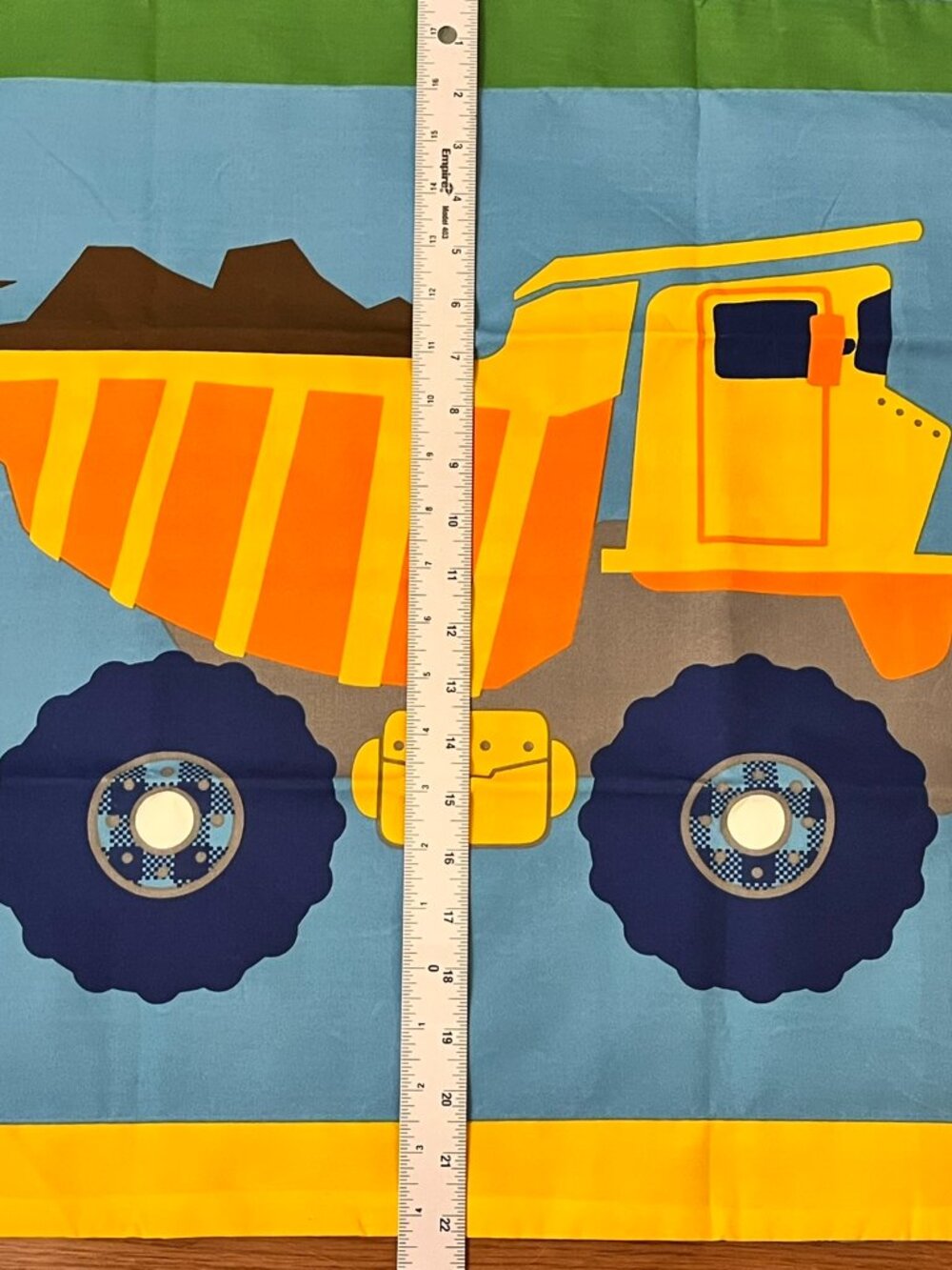 2 x Dump Truck Pillow Cases Blue Gingham Kids Farm Construction Nursery Shams
